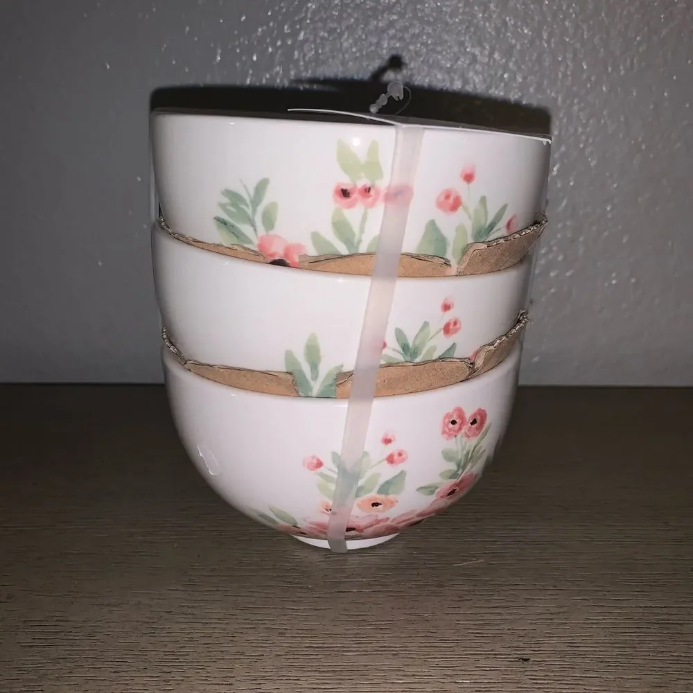 3 Piece Floral Easter Bunny Pastel Bowl Set